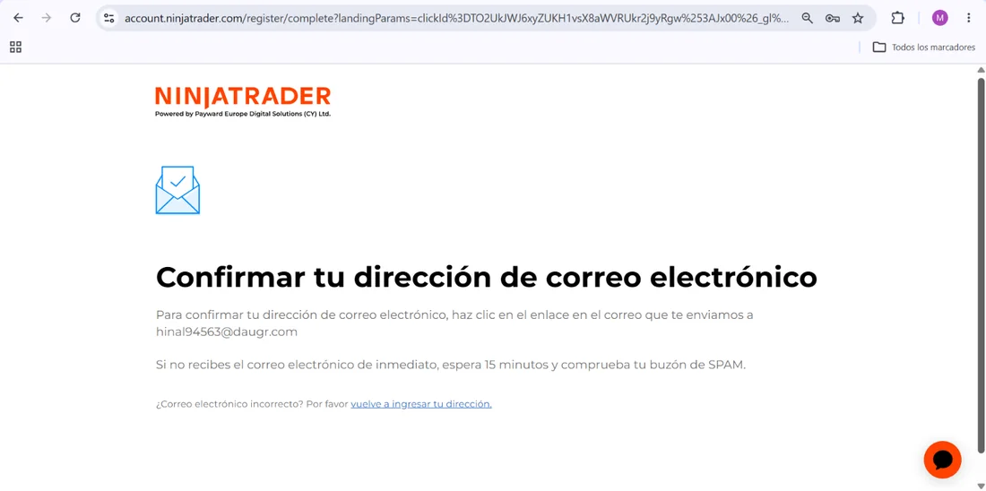 Te pide confirmar el correo