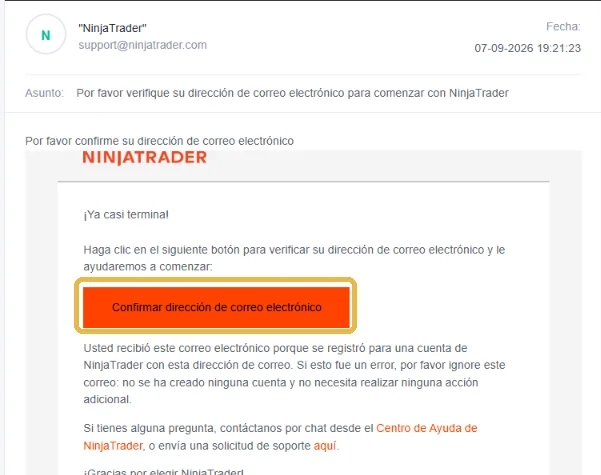 Abre el correo y pulsa el botón
