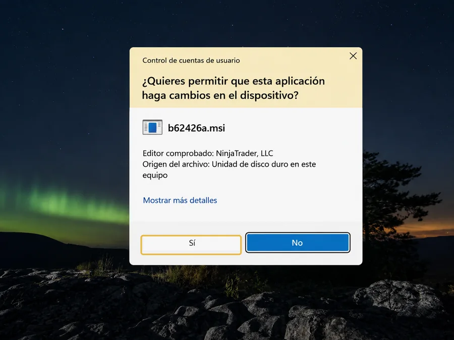 Windows pregunta: pulsa «Sí»