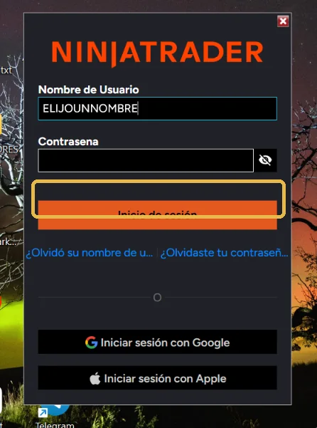 Inicia sesión con tu usuario