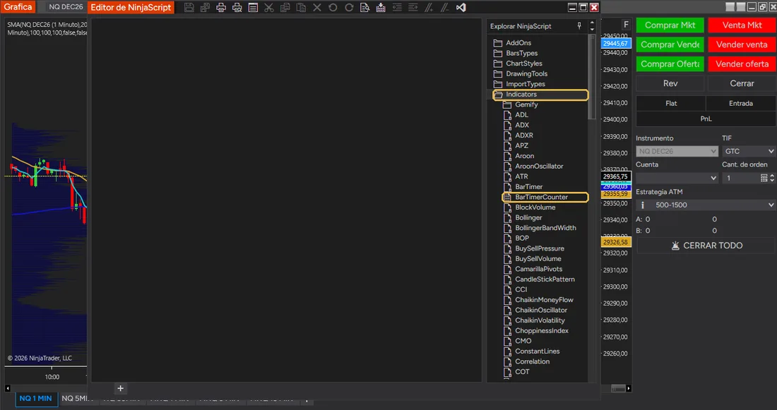 El Editor de NinjaScript