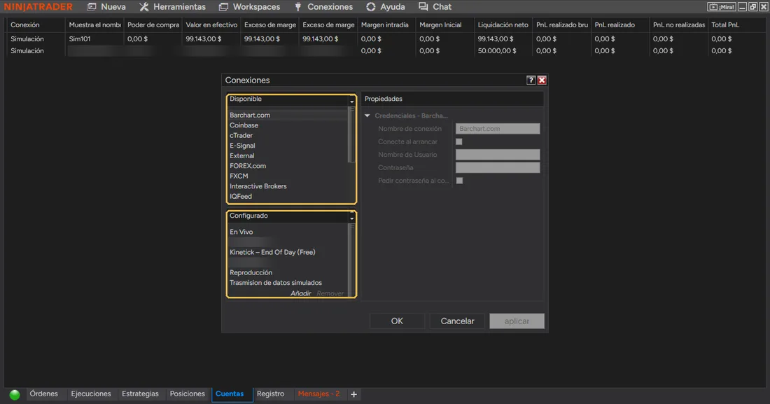Conexiones → Configurar
